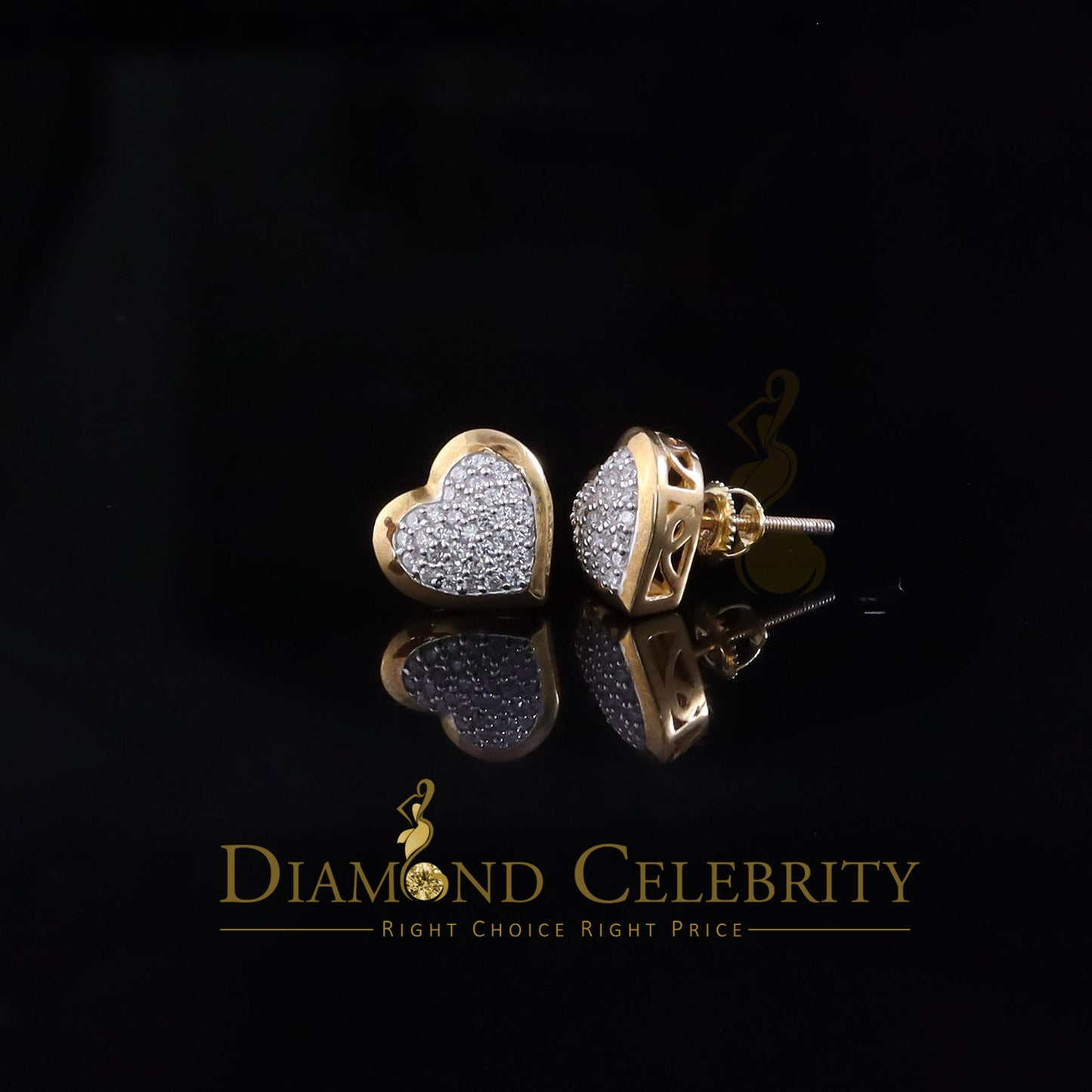 DiamondCelebritees  925 Sterling Yellow Silver 0.71ct Cubic Zirconia Heart Women's Stud Earrings