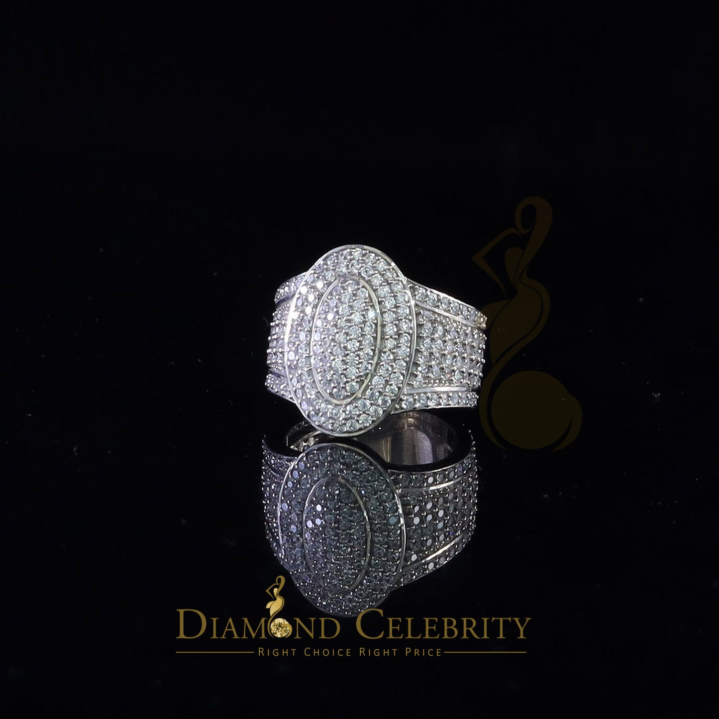 DiamondCelebritees 925 Sterling Silver White 7.50ct Cubic Zirconia Oval Engagement Men's Ring SZ 9