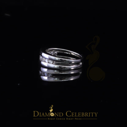 DiamondCelebritees 925 White Silver Round-Shaped 0.66 ct Cubic Zirconia Engagement Womens Ring SZ 7