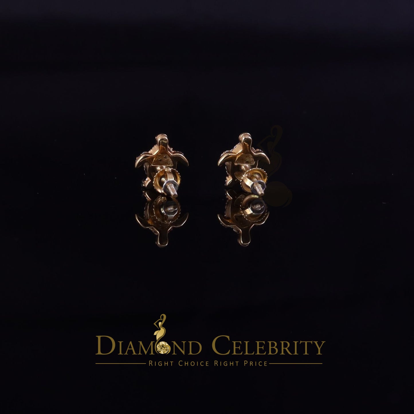 DiamondCelebritees  925 Sterling Yellow Silver 0.50ct Cubic Zirconia Turtle Earring Women & Men's