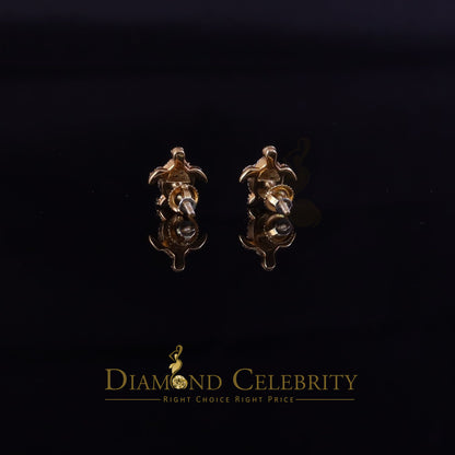 DiamondCelebritees  925 Sterling Yellow Silver 0.50ct Cubic Zirconia Turtle Earring Women & Men's