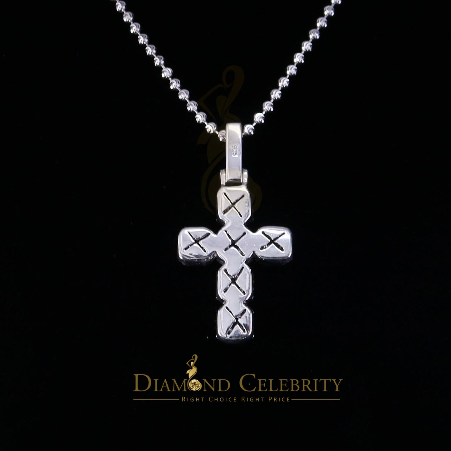 DiamondCelebritees White Sterling Silver 925 CROSS Pendant Shape Pendant with 8.03ct Cubic Zirconia