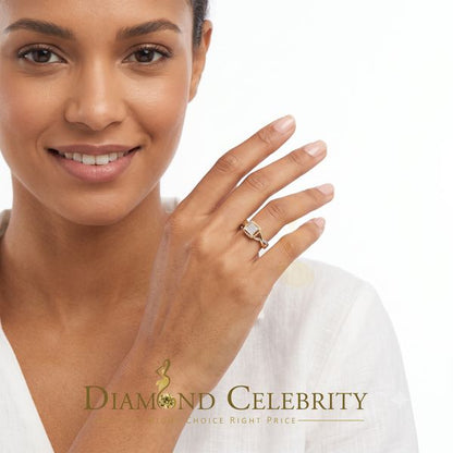 DiamondCelebritees 0.10CT Real Diamond 925 Sterling Yellow Silver Style Square Womens Ring Size 7