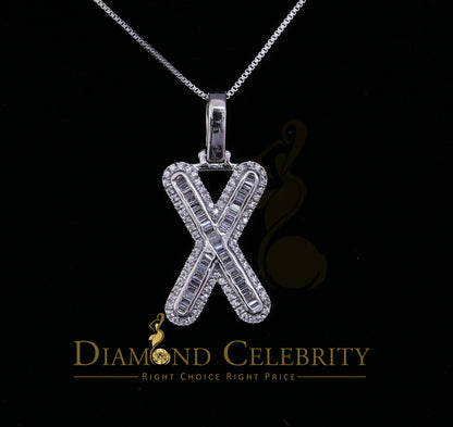 DiamondCelebritees White Bugutte Initial All Alphabet Sterling Silver Pendant with Cubic Zirconia