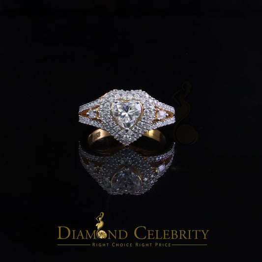 DiamondCelebritees Heart Ring Sz 7 for Women's 925 Yellow Sterling Silver 1.50ct VVS 'D' Moissanite