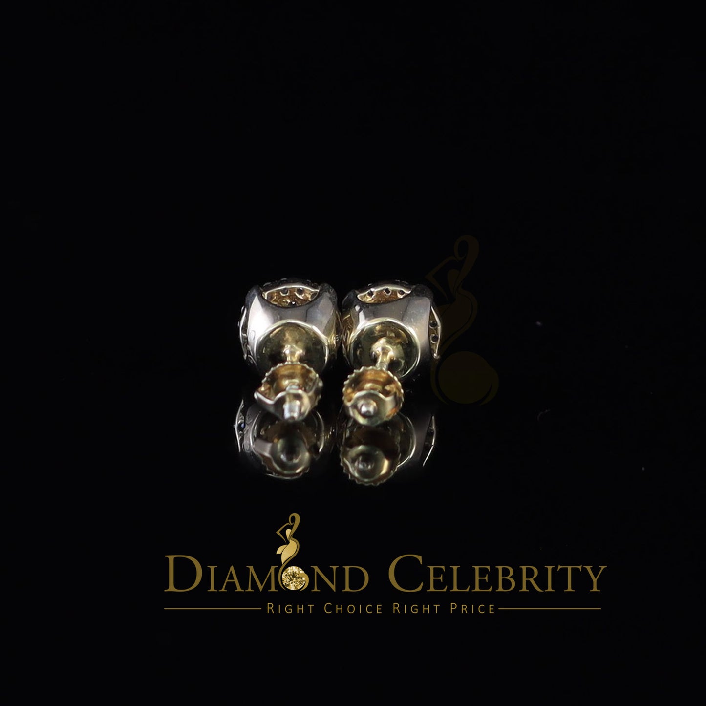 DiamondCelebritees  925 Yellow Sterling Silver 0.74ct Cubic Zirconia Round Women's Stud Earrings