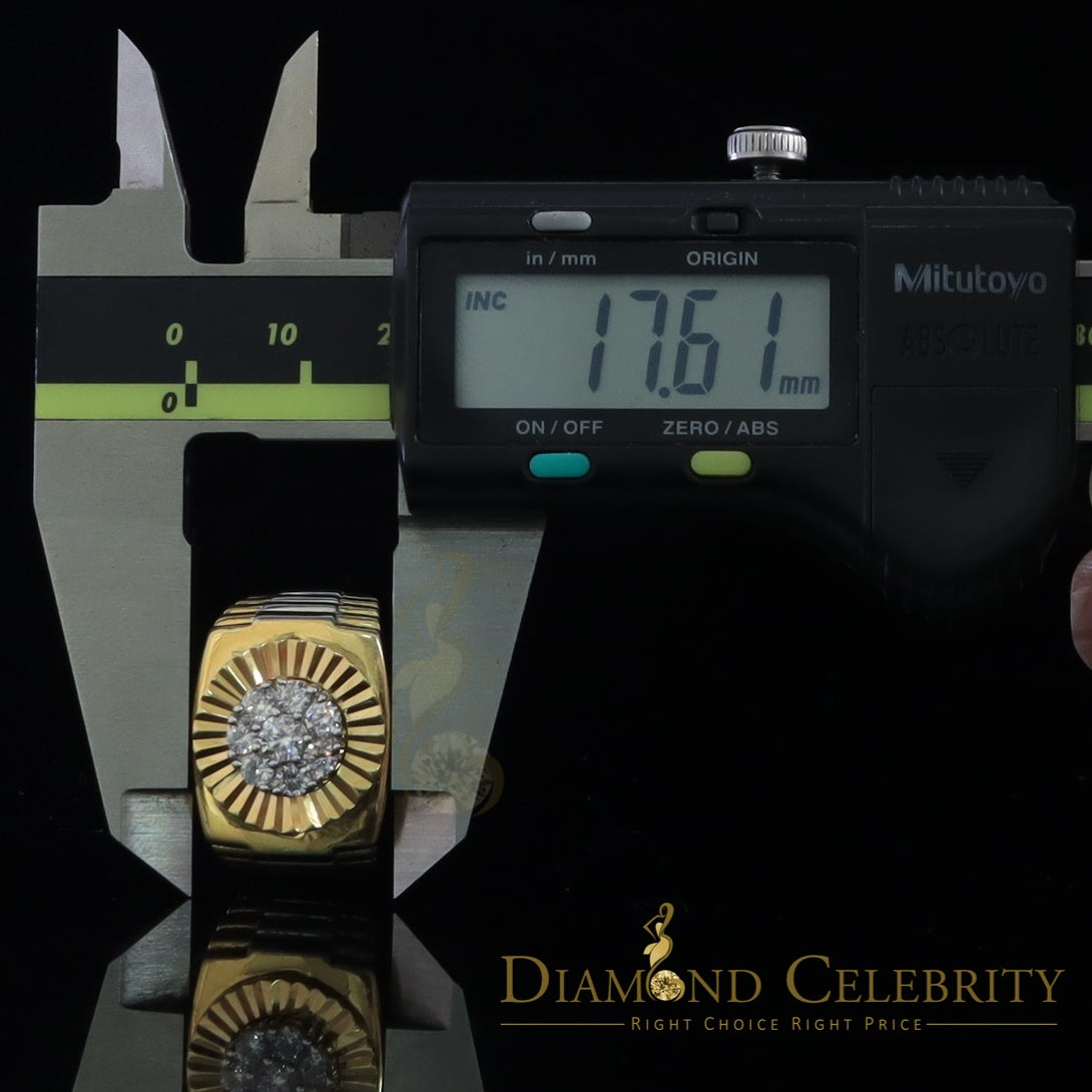 DiamondCelebritees Men's Yellow 925 Sterling Silver 1.80ct Round Cubic Zirconia Ring Size 8