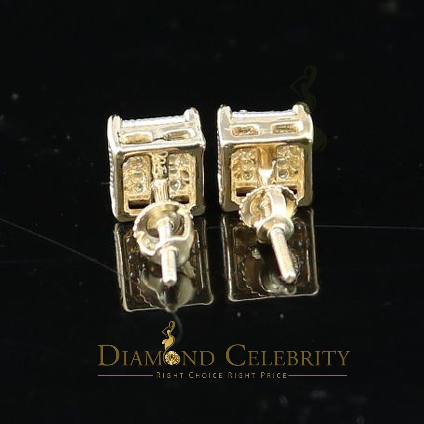 DiamondCelebritees  Yellow 925 Sterling Silver Women's & Men's 1.68ct Cubic Zirconia Square Earrings