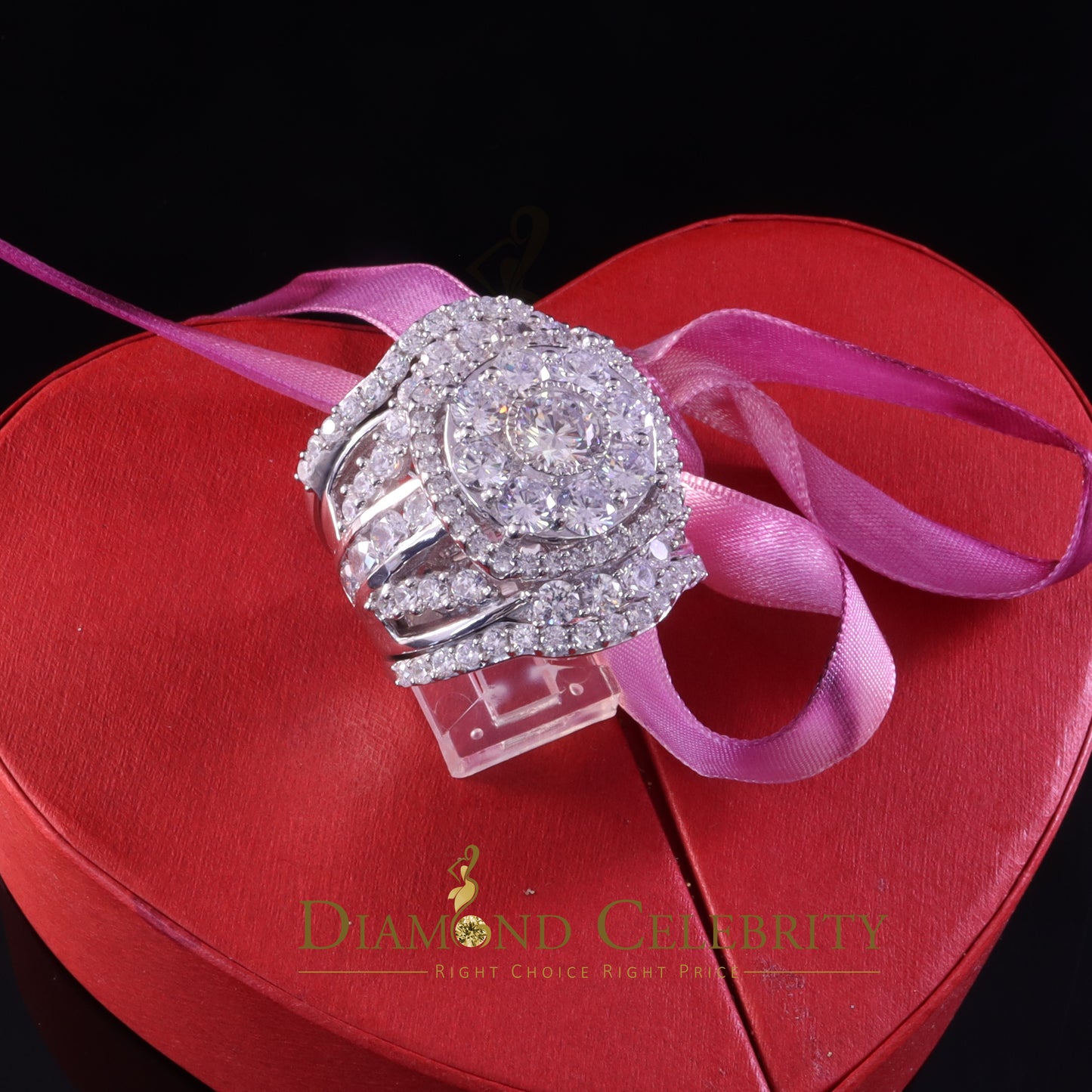 DiamondCelebritees 19.00ct Cubic Zirconia White Sterling Silver Men's/ Women Wedding Rings Size 9
