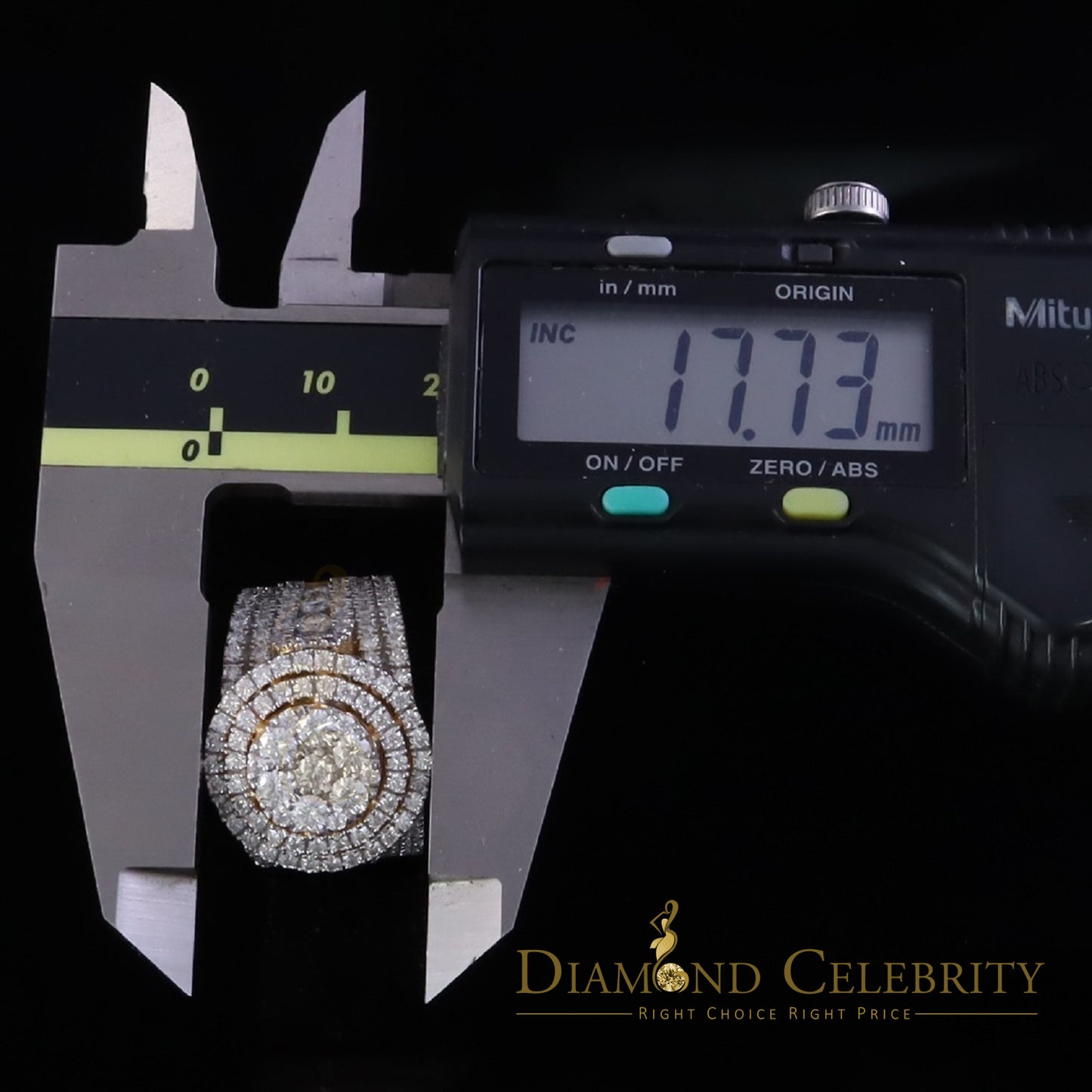 DiamondCelebritees 4.00ct VVS D Round Cluster Stone Yellow Silver Moissanite For Men's Rings SZ 8