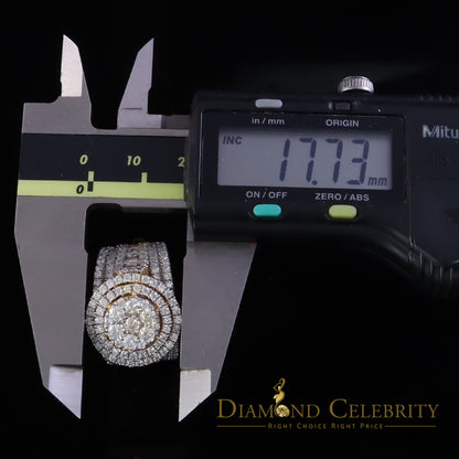 DiamondCelebritees 4.00ct VVS D Round Cluster Stone Yellow Silver Moissanite For Men's Rings SZ 8