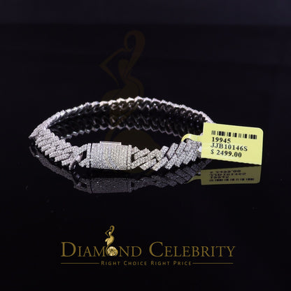 Diamondcelebritees  925 Sterling Silver White Cuban Moissanite Bracelet Wdth 8mm Length sz 8.50inch