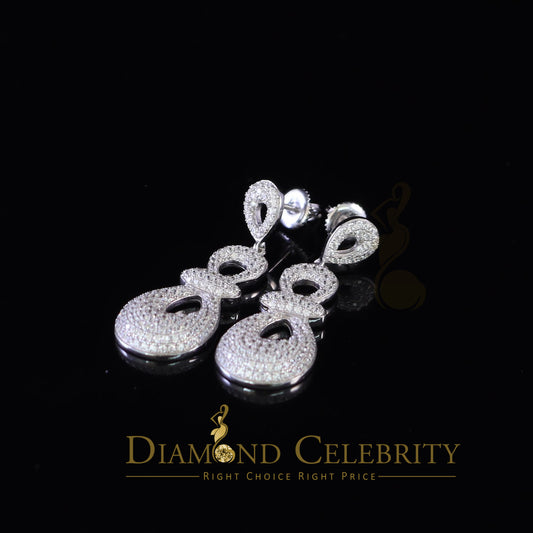DiamondCelebritees  Men's White Gold Hip Hop Iced Round dangling 925 Sterling Silver Earrings