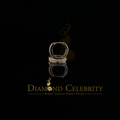 DiamondCelebritees 0.07ct Diamond 925 Sterling Silver Yellow Hoop Stud Earrings For Men's / Women's