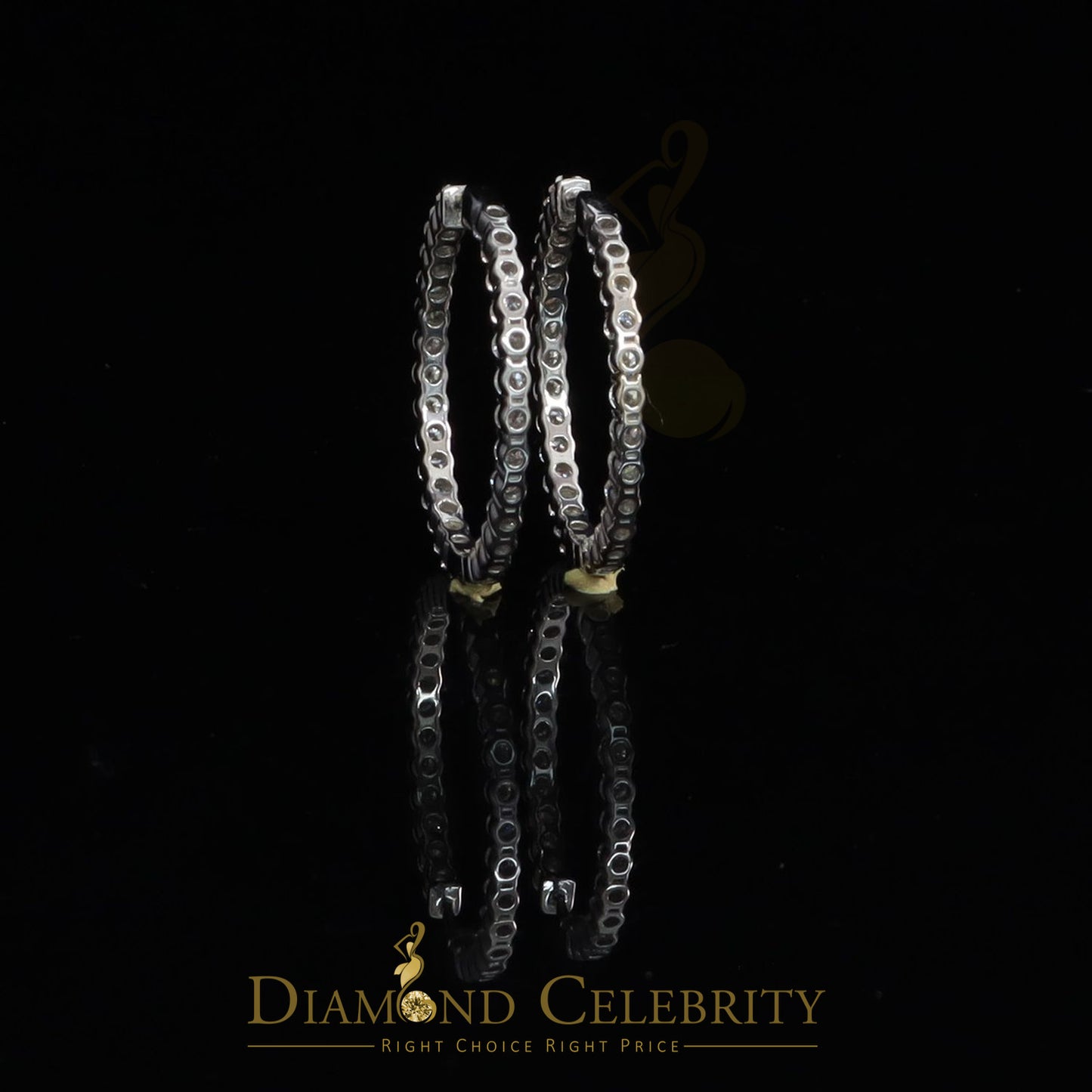 Diamondcelebritees 6.00ct Moissanite White 925 Sterling Silver Women's Hoop Earrings