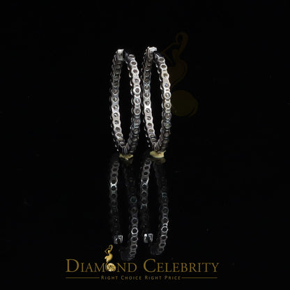 Diamondcelebritees 6.00ct Moissanite White 925 Sterling Silver Women's Hoop Earrings