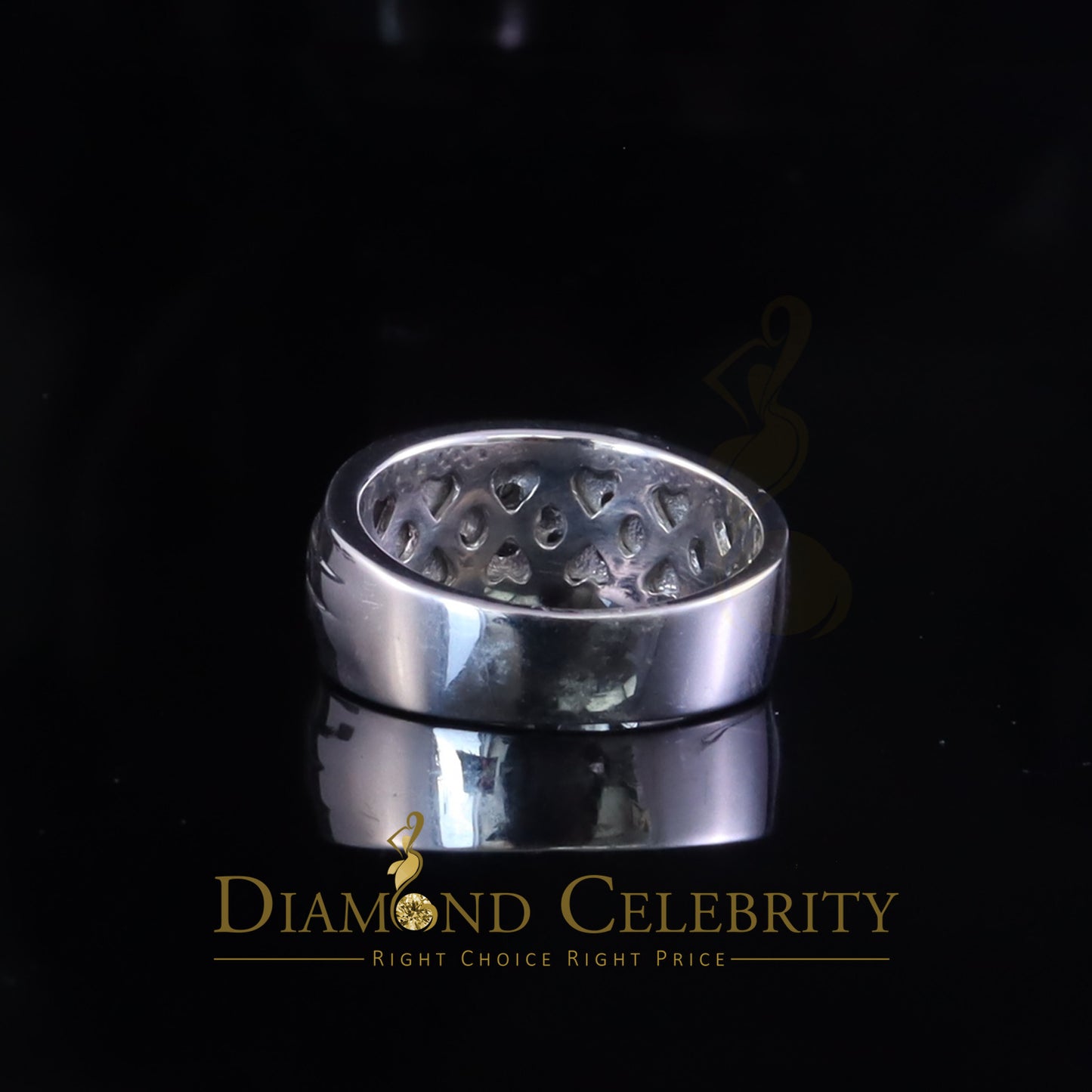 DiamondCelebritees 0.10ct Round Cut 925 Silver White Diamond Cluster Men's Wedding Band Ring SZ 11