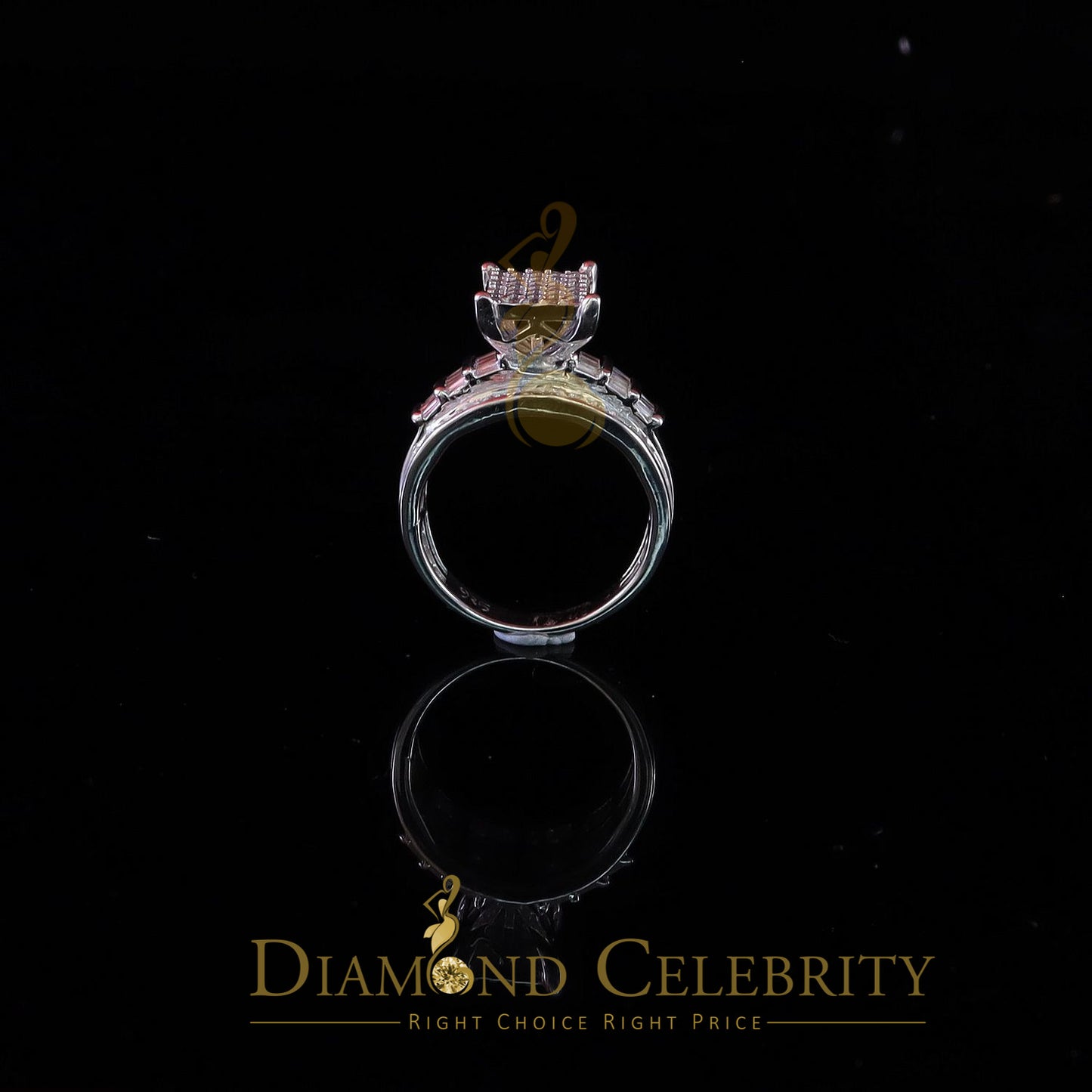 DiamondCelebritees 2.25ct Cubic Zirconia 925 White Silver Cinderella Engagement Women's Ring Size 8