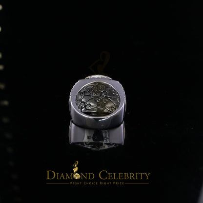 DiamondCelebritees 0.50ct Real Diamond Men's Sterling White Silver Two Tone Wide White Ring SZ 9