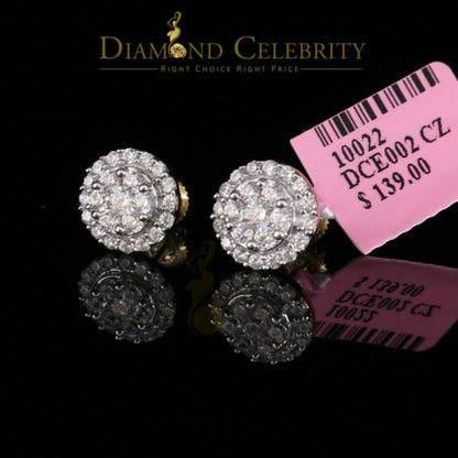 DiamondCelebritees  925 Yellow Silver 1.96ct Cubic Zirconia Women's & Men's Hip Hop Round Earrings