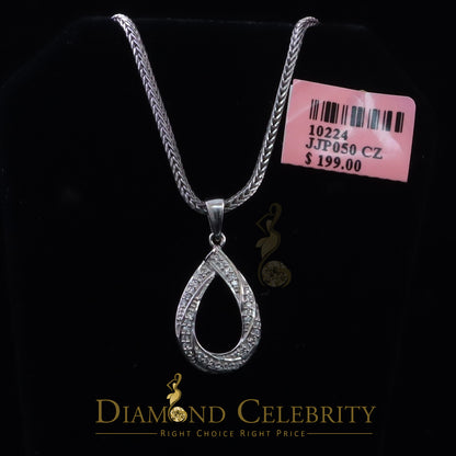 DiamondCelebritees White Sterling Silver Pendant with Charming Necklace Shape 0.37ct Cubic Zirconia