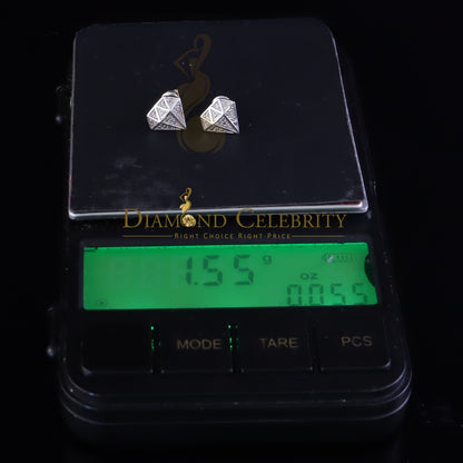 DiamondCelebritees 0.10 ct Silver Diamond White For Mens & Womens Hip Hop Stud Earring 925 Sterling