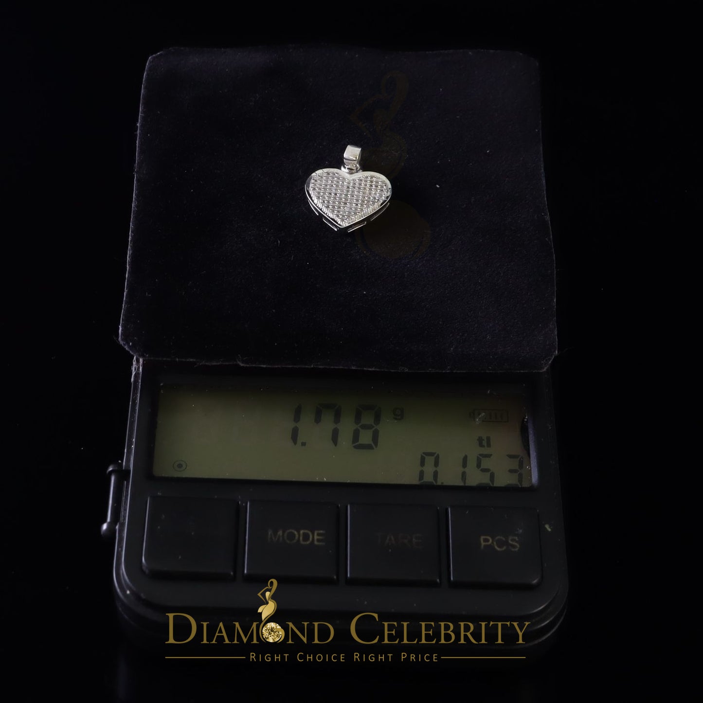 DiamondCelebritees  Real 0.25ct Diamond Sterling 925 Silver HEART Charm Necklace White Pendant