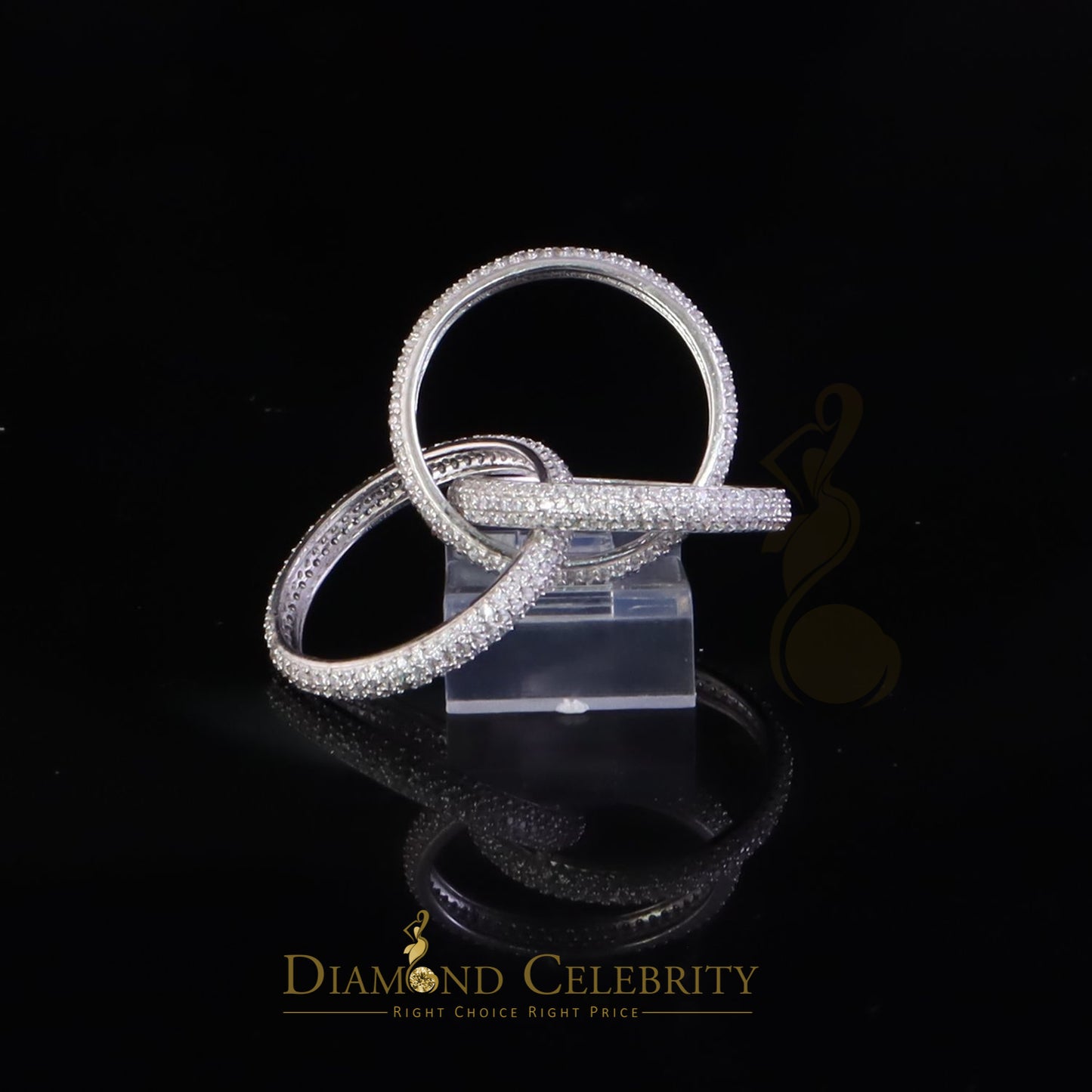 DiamondCelebritees 925 Sterling White Silver 3.10ct Cubic Zirconia 3 Piece Women's Ring Size 06