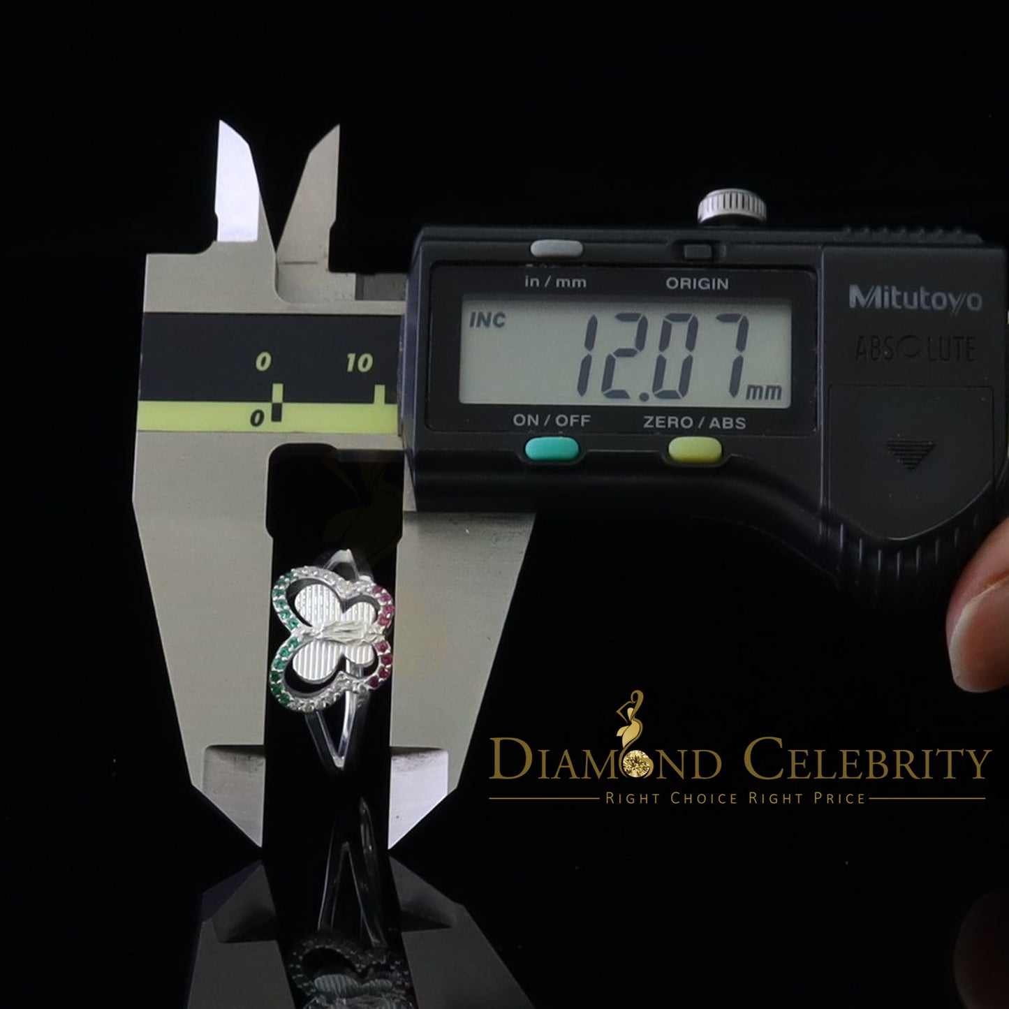 DiamondCelebritees Religious White Butterfly 925 Silver CZ Multi Stone Mother Mary Women Ring SZ10