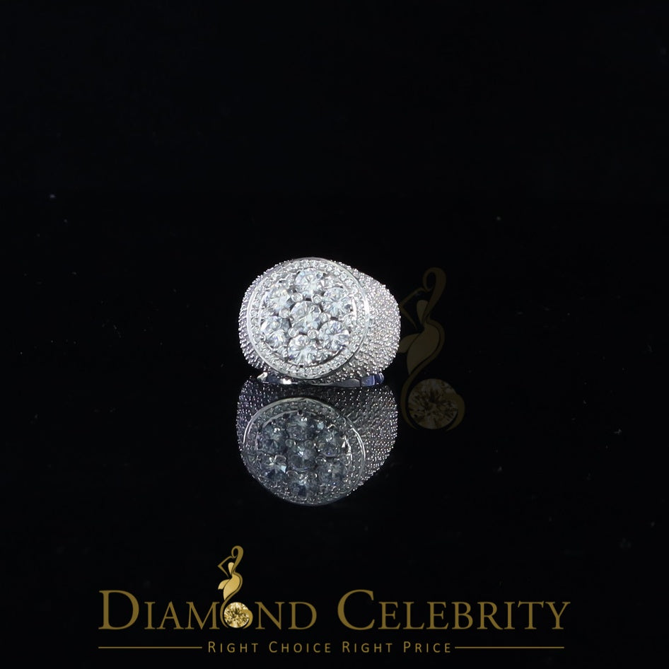 DiamondCelebritees Men's 12.5ct Cubic Zirconia white Silver Round Adjustable Ring From SZ 11 to13