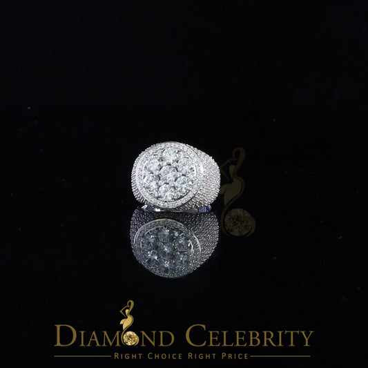 DiamondCelebritees Men's 12.5ct Cubic Zirconia white Silver Round Adjustable Ring From SZ 11 to13