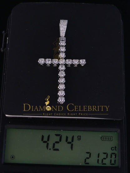 DiamondCelebritees  Real 0.66ct Diamond Sterling Silver CROSS Charm Necklace Fashion Pendant White