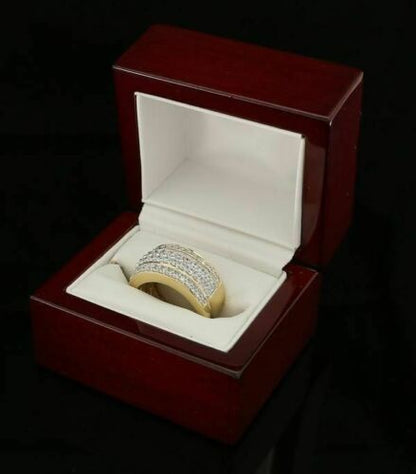 DiamondCelebritees 925 Sterling Yellow Silver 6.00ct Cubic Zirconia Round For Men's Ring Size 8
