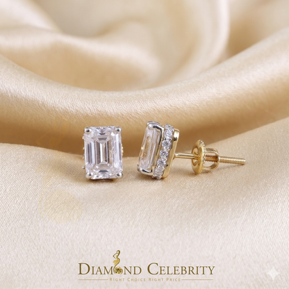 DiamondCelebritees Men's/Women's925 Silver Yellow 2.50ct VVS D Moissanite Emerald cut Stud Earrings