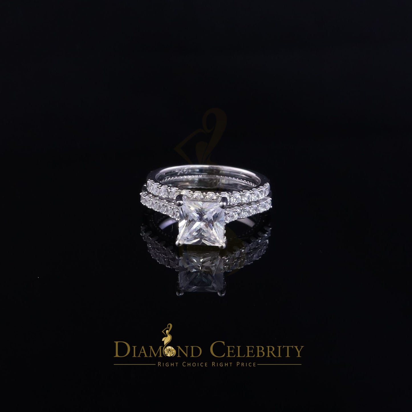 DiamondCelebritees 4.71ct White Cubic Zirconia 925 Sterling Silver Bridal Fashion Womens Ring SZ 7