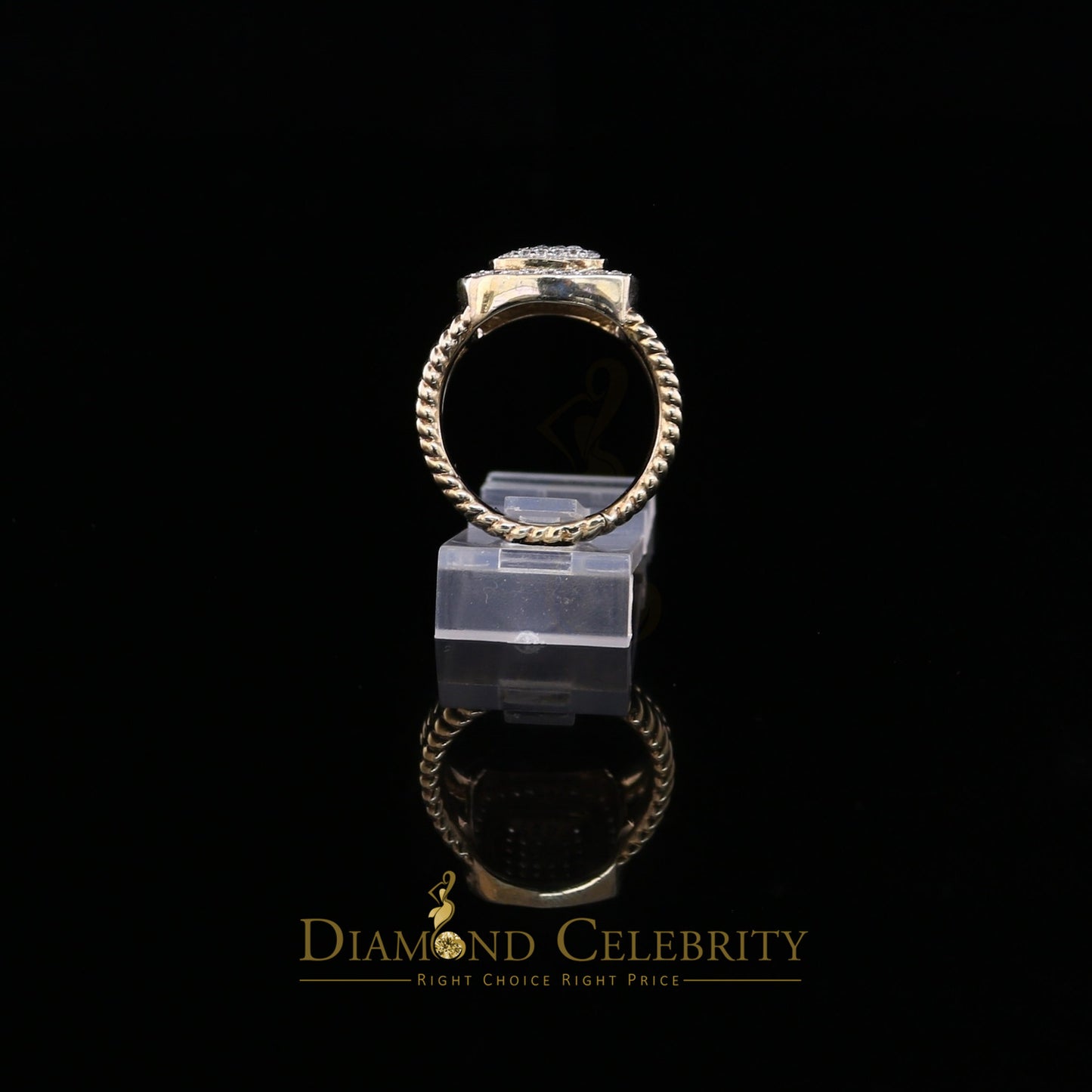 DiamondCelebritees 1.33ct Yellow Silver Square Cubic Zirconia Womens Adjustable Ring From SZ 8 to10