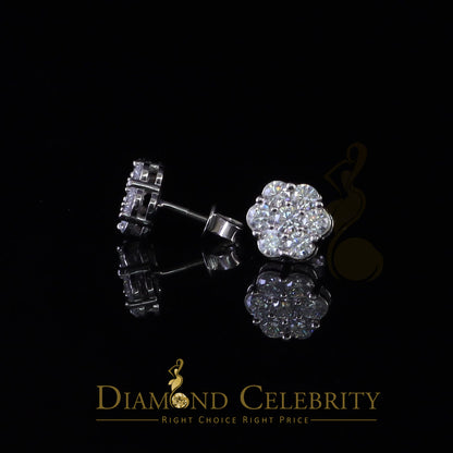 DiamondCelebritees Real Moissanite VVS 'D' Color 2.25 ct 10k Real White Gold Stud FLORAL Earrings
