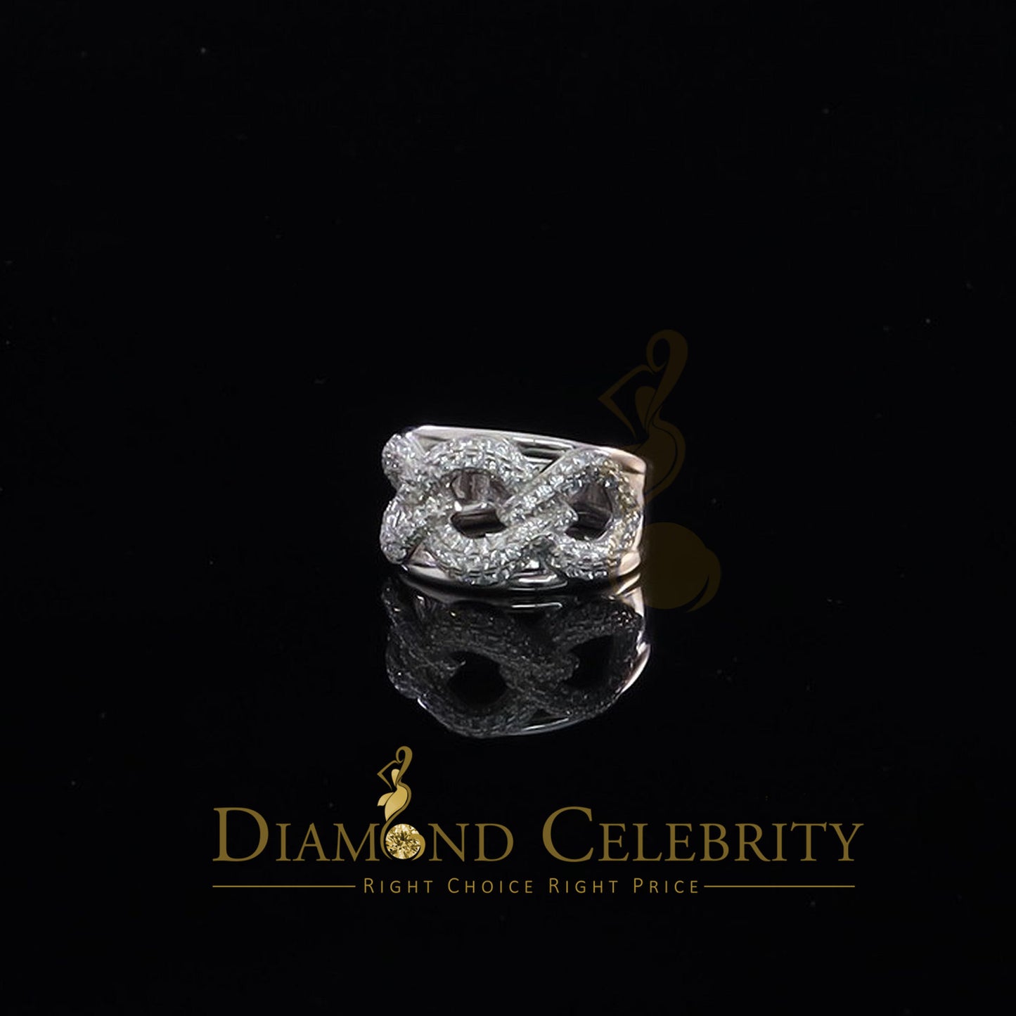 DiamondCelebritees 925 Sterling White Silver Round chain 2.0ct Cubic Zirconia Womens Ring Size 7