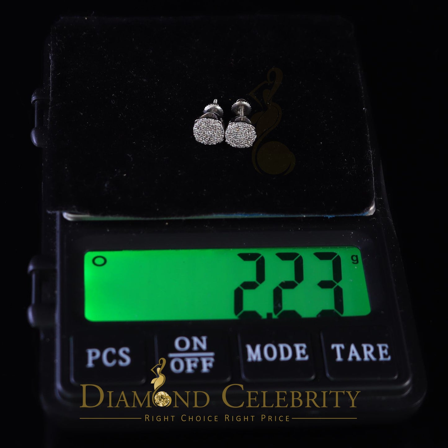 DiamondCelebritees  Aretes Para Hombre 925 White Silver 0.74ct Cubic Zirconia Round Women's Earrings