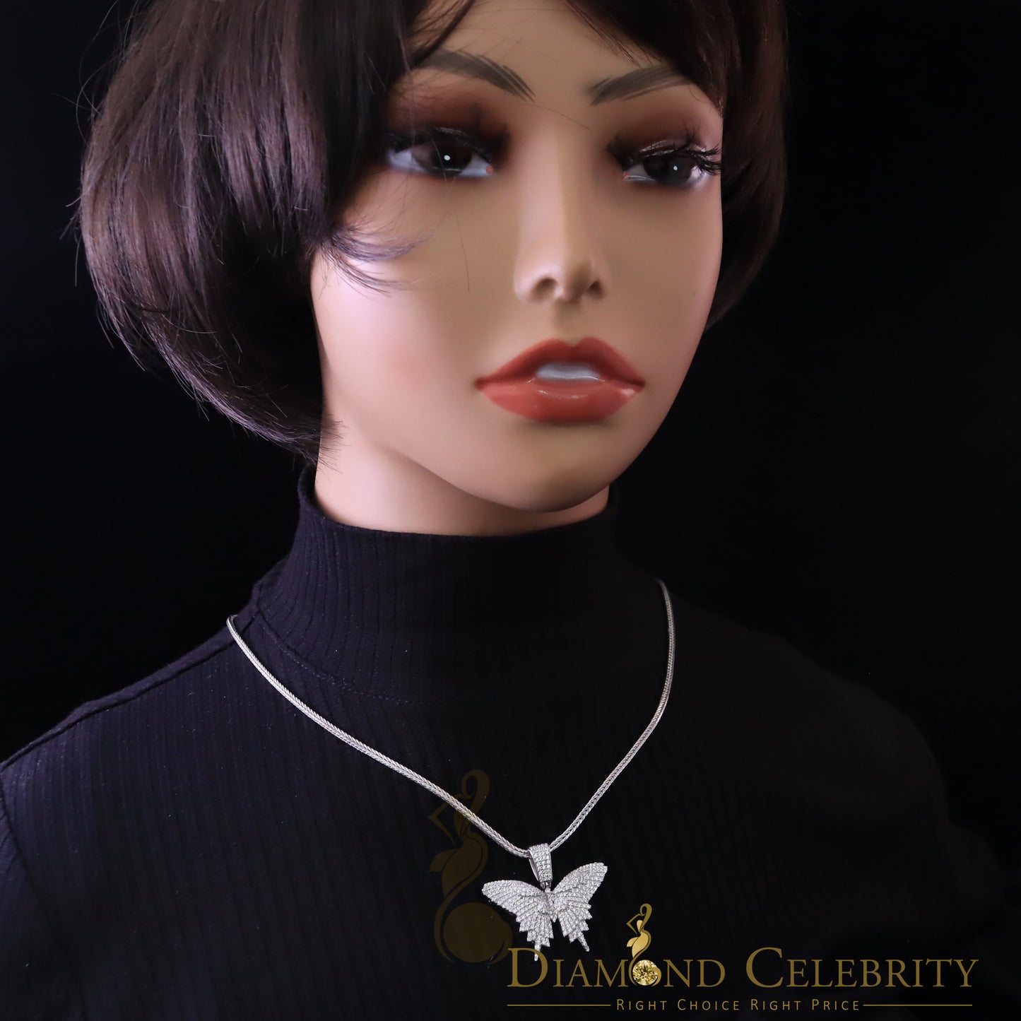 DiamondCelebritees White 925 Sterling Silver Butterfly Shape Pendant with 3.36ct Cubic Zirconia