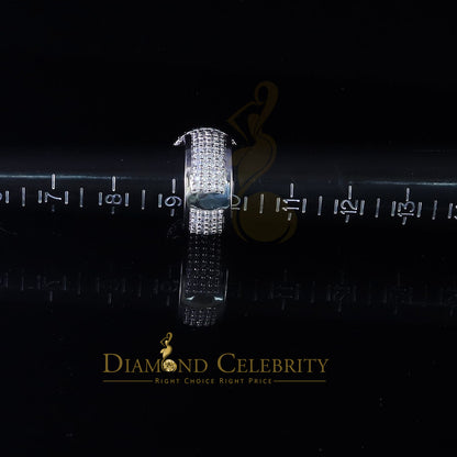 DiamondCelebritees 925 Silver White 15.00ct Cubic Zirconia Engagement Men's Round Ring Size 9.5