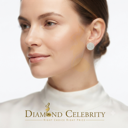DiamondCelebritees 925 Sterling Silver Yellow 0.25ct Diamond For Men's/Women's Stud Round Earrings