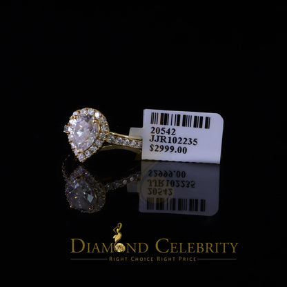 King Of Blings  10K Yellow Gold 2.50CT 'VVS' 'FL' D clr Pear Cut Moissonite Womens Ring Size 7