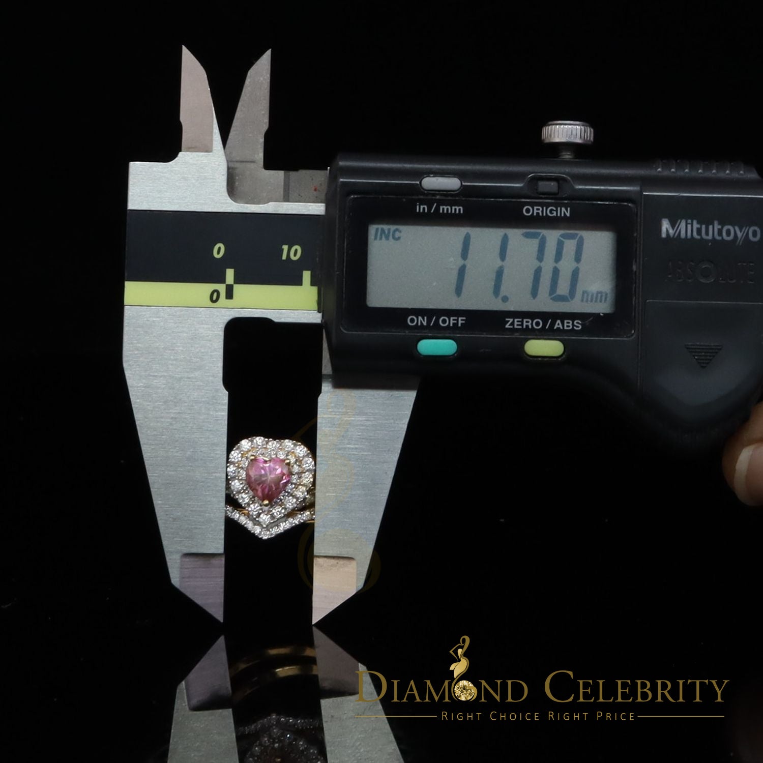 DiamondCelebritees Women's 925 Silver Yellow VVS 'D'1.66CT Pink Moissanite Heart Bridal Ring SZ 7