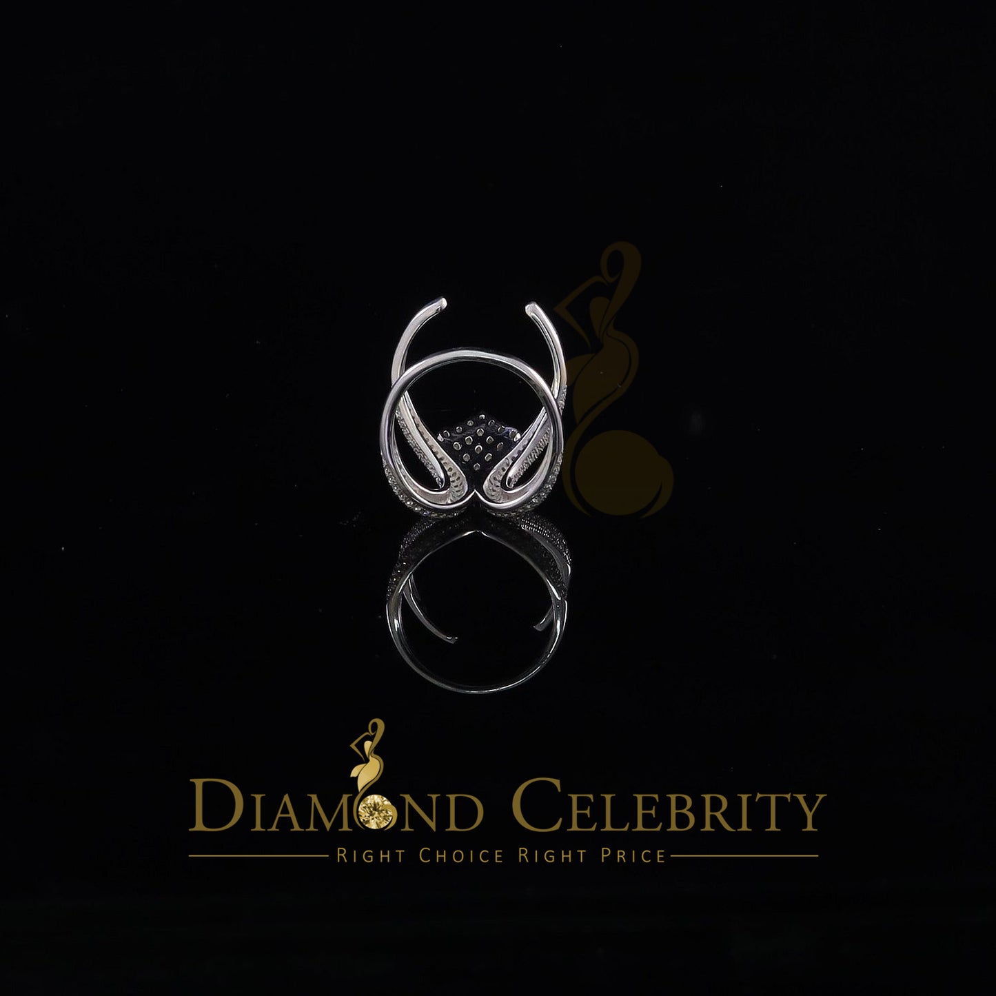 DiamondCelebritees Sterling White Silver 2.00ct Cubic Zirconia Cocktail Floral Women's Ring Size 7