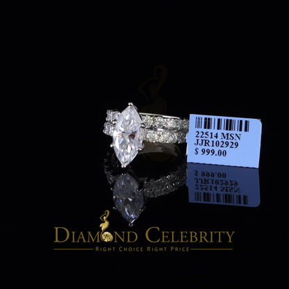 DiamondCelebritees White 8.00ct Moissanite 925 Silver Mens/Women Bridal Rings Marquise Shape Size 8
