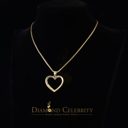 DiamondCelebritees  Real 0.12ct Diamond 925 Sterling Silver HEART Charm Necklace Yellow Pendant