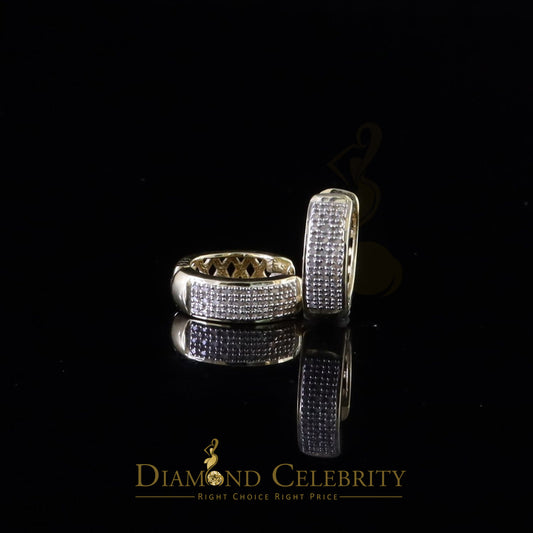 DiamondCelebritees 0.15ct Diamond Sterling Silver Yellow H oop Stud Earrings For Men's / Women's