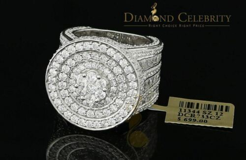 DiamondCelebritees 925 Sterling White Silver Cubic Zirconia 25.0ct Engagement Band Rings Men Size12