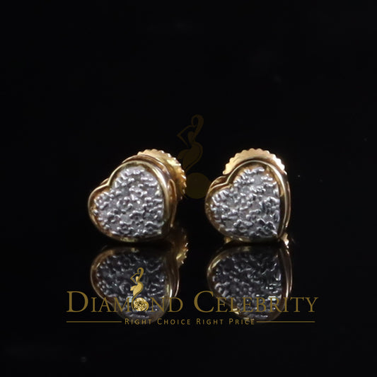 DiamondCelebritees Aretes Para Hombre Heart 925 Yellow Silver 0.08ct Diamond Women's /Men's Earring